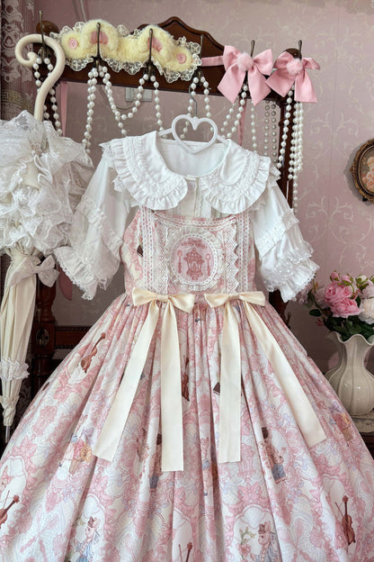 Lolita Jumper Skirt - Sweetheart Party, 3 Colors, Lace Trim, Ruffled, Printed - additional product view 13