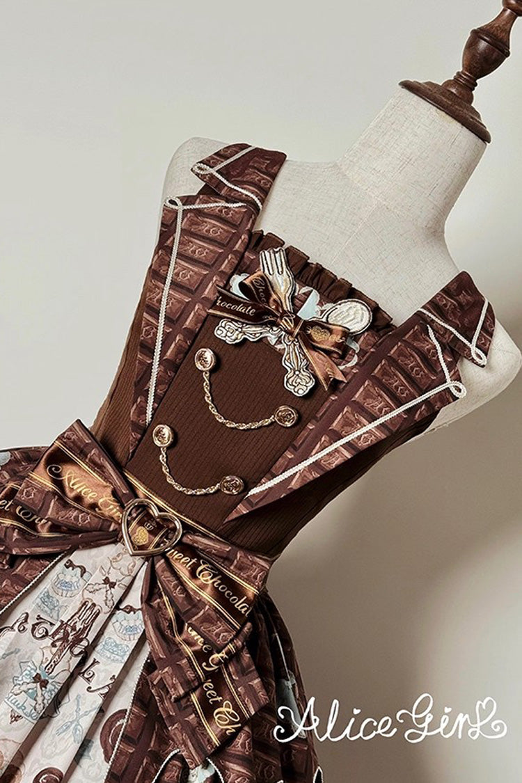 Lolita Jumper Skirt - Teddy Bear Chocolate, Brown, Sweet Style, Bow Detail, Ruffled - additional product view 13