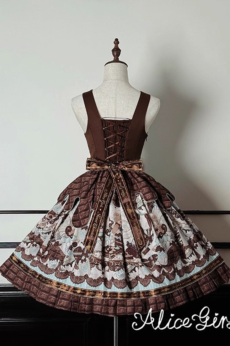 Lolita Jumper Skirt - Teddy Bear Chocolate, Brown, Sweet Style, Bow Detail, Ruffled - additional product view 14