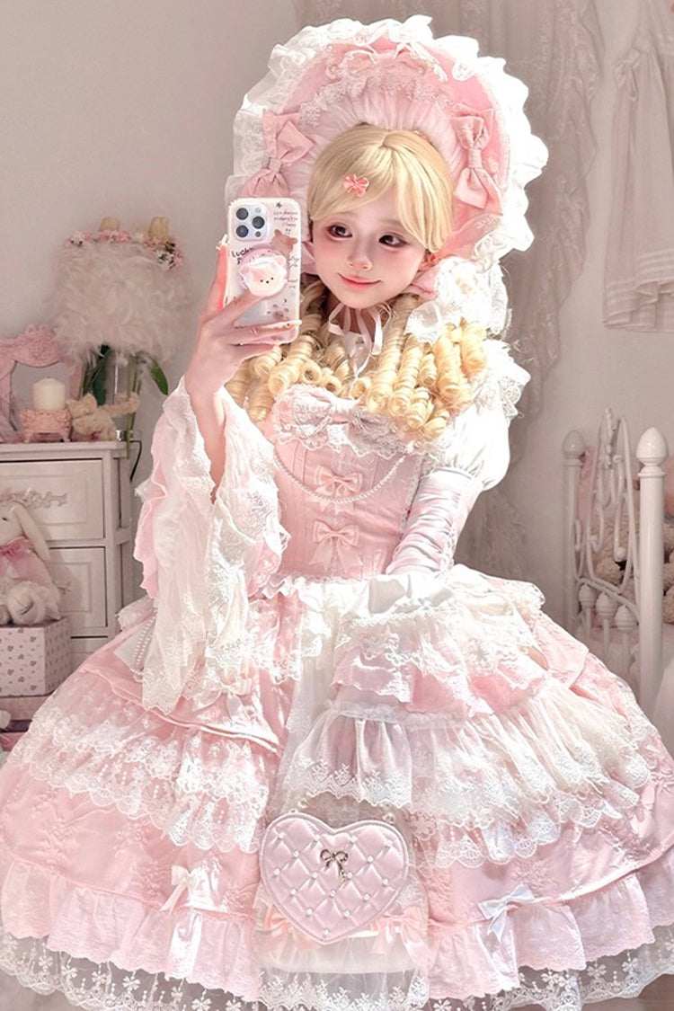 Lolita Jumper Skirt - Ten Miles Of Peach Blossoms, Pink, Embroidered, Layered, Sweet Style - additional product view 2