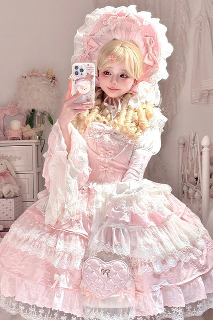 Lolita Jumper Skirt - Ten Miles Of Peach Blossoms, Pink, Embroidered, Layered, Sweet Style - additional product view 2