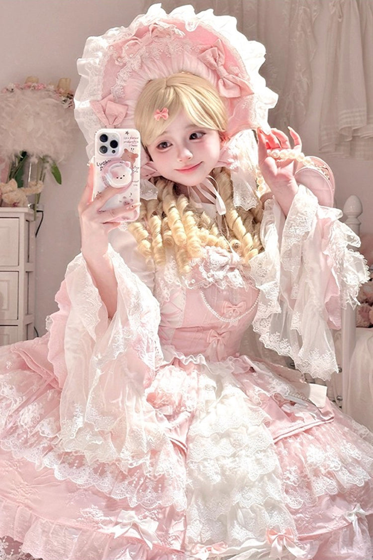 Lolita Jumper Skirt - Ten Miles Of Peach Blossoms, Pink, Embroidered, Layered, Sweet Style - additional product view 4