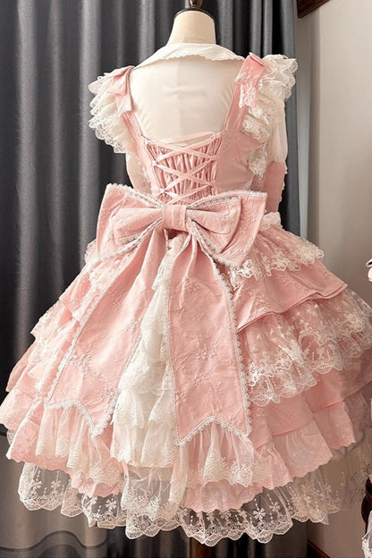 Lolita Jumper Skirt - Ten Miles Of Peach Blossoms, Pink, Embroidered, Layered, Sweet Style - additional product view 6