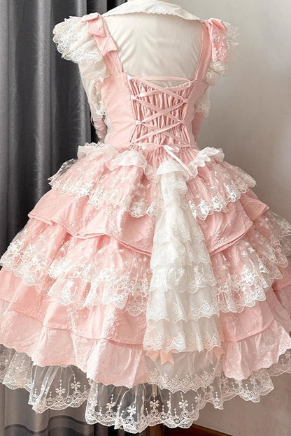 Lolita Jumper Skirt - Ten Miles Of Peach Blossoms, Pink, Embroidered, Layered, Sweet Style - additional product view 7