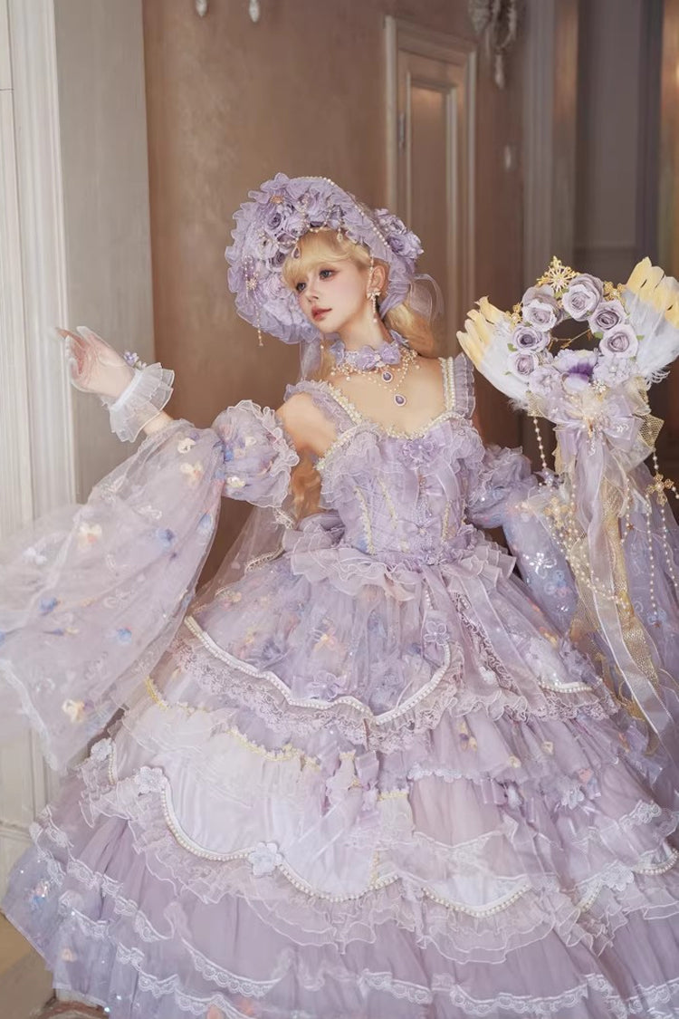 Lolita Jumper Skirt - The Runaway Princess, Purple, Plus Size, Bow Detail, Lace Trim - additional product view 3