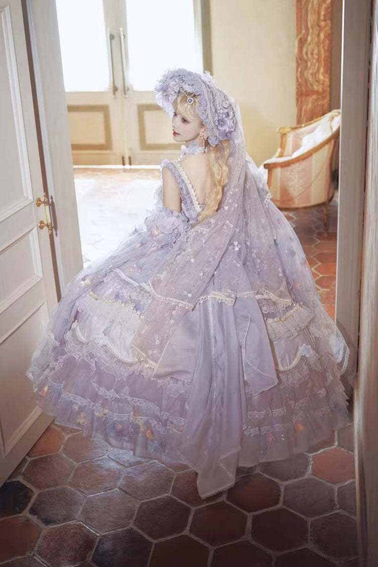 Lolita Jumper Skirt - The Runaway Princess, Purple, Plus Size, Bow Detail, Lace Trim - additional product view 4
