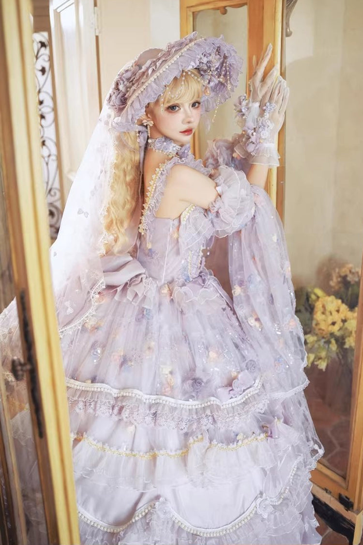 Lolita Jumper Skirt - The Runaway Princess, Purple, Plus Size, Bow Detail, Lace Trim - additional product view 5