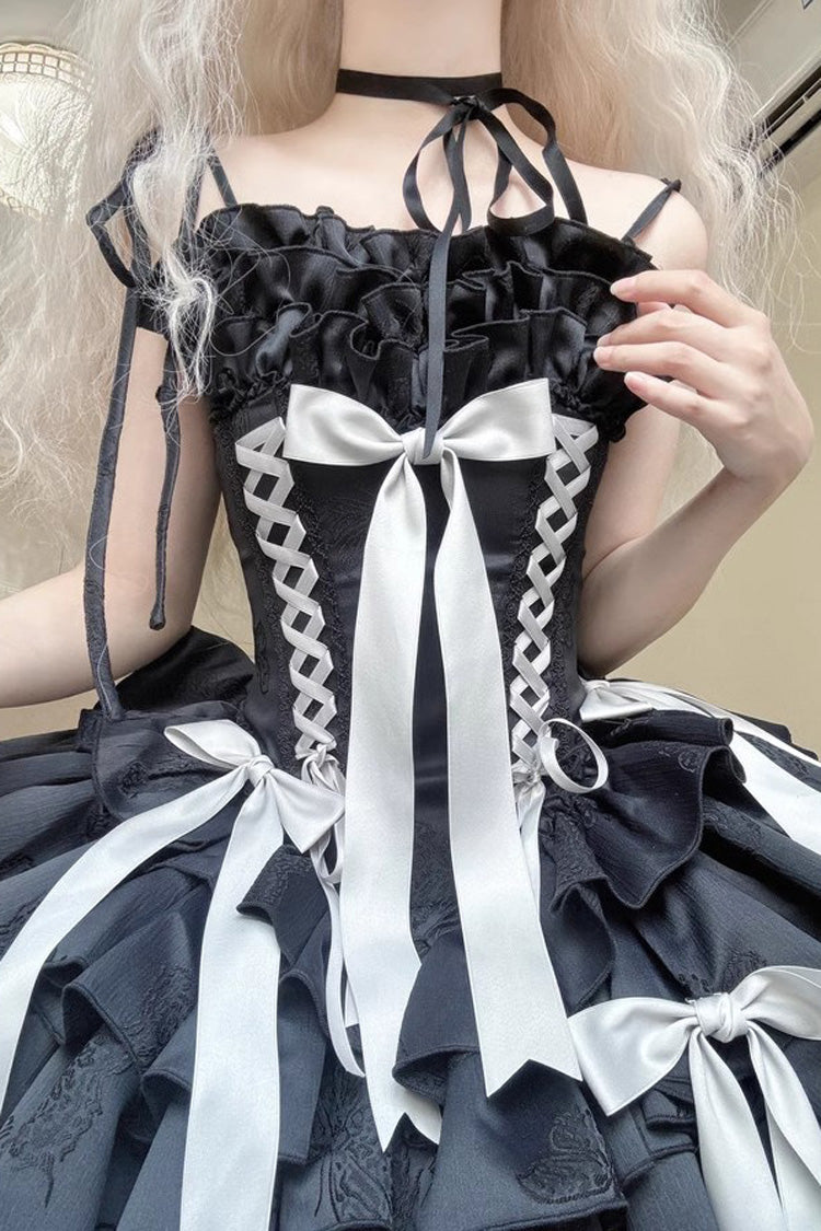 Lolita Jumper Skirt - Thousand Paper Cranes, 4 Colors, Layered, Lace-Up, Gothic Style - additional product view 3