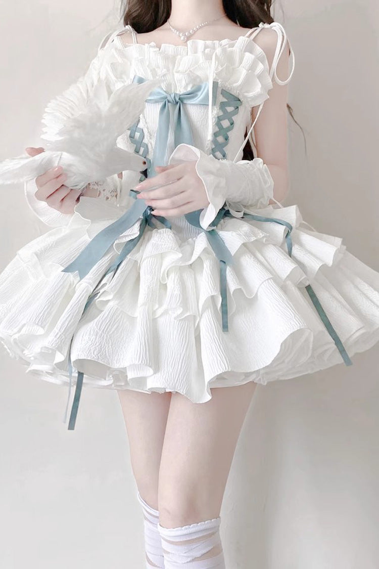Lolita Jumper Skirt - Thousand Paper Cranes, 4 Colors, Layered, Lace-Up, Gothic Style - additional product view 6