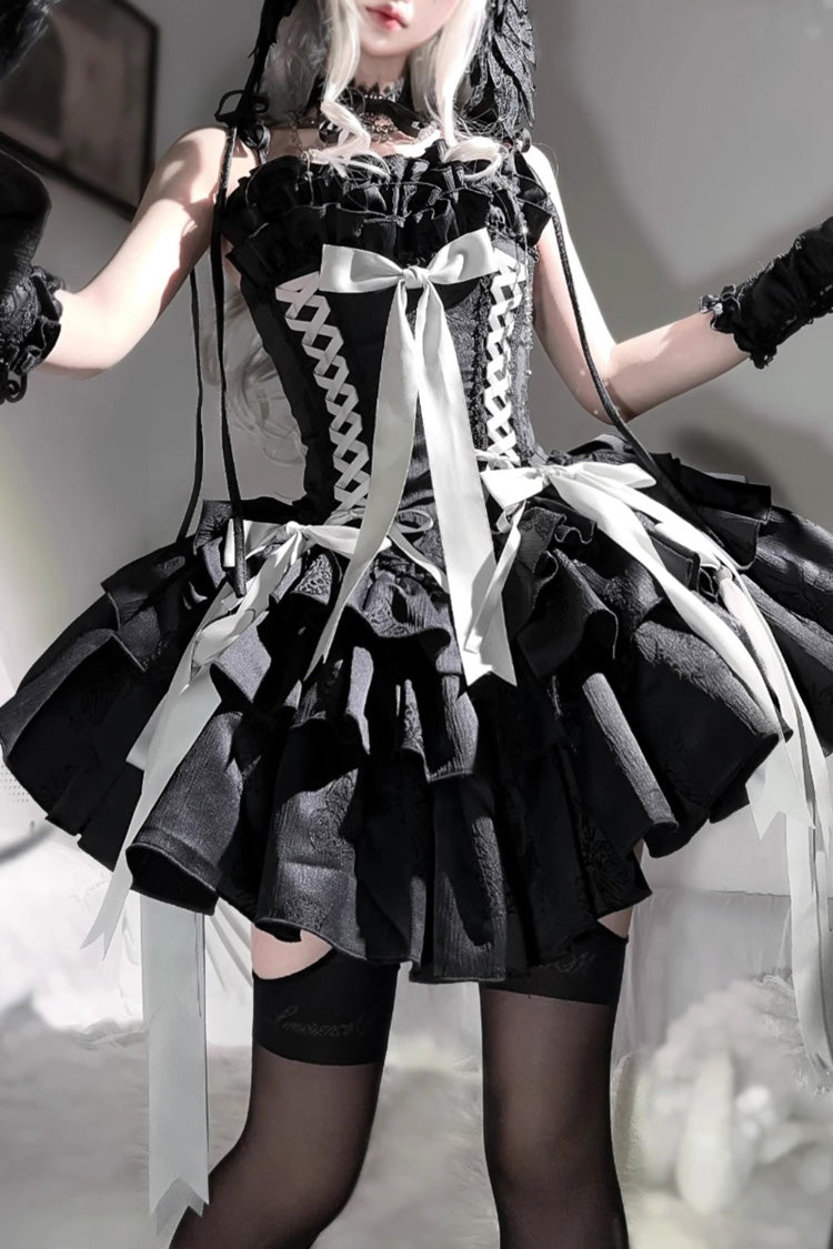 Lolita Jumper Skirt - Thousand Paper Cranes, 4 Colors, Layered, Lace-Up, Gothic Style - main product image