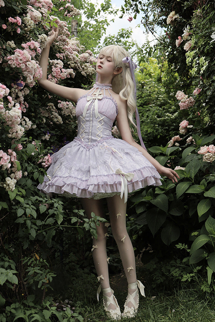 Lolita Jumper Skirt - Tube Top, Purple, Layered, Gothic Style, Bow Detail - additional product view 2