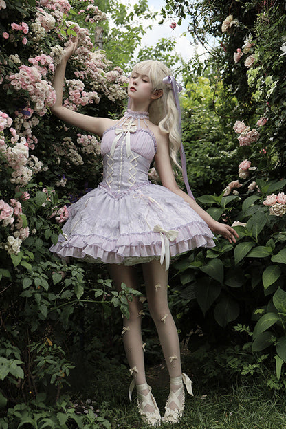 Lolita Jumper Skirt - Tube Top, Purple, Layered, Gothic Style, Bow Detail - additional product view 2