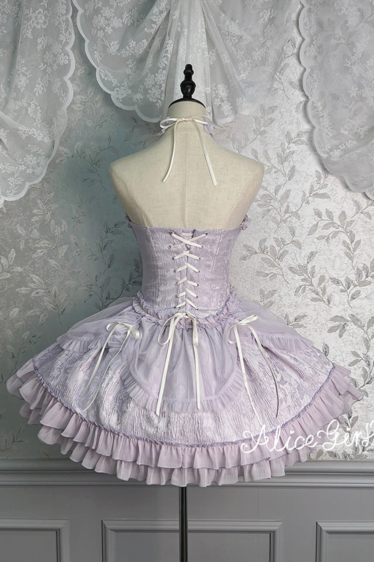 Lolita Jumper Skirt - Tube Top, Purple, Layered, Gothic Style, Bow Detail - additional product view 3