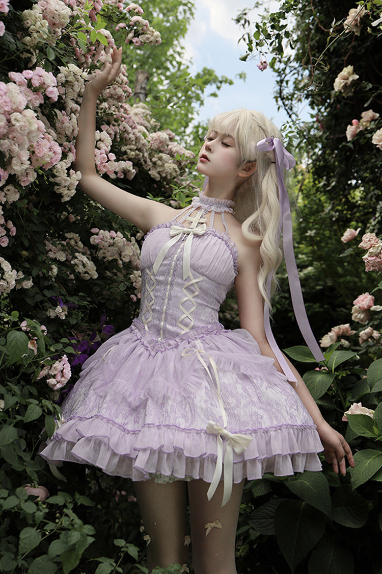 Lolita Jumper Skirt - Tube Top, Purple, Layered, Gothic Style, Bow Detail - additional product view 6