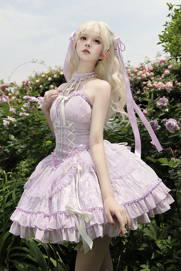 Lolita Jumper Skirt - Tube Top, Purple, Layered, Gothic Style, Bow Detail - additional product view 8