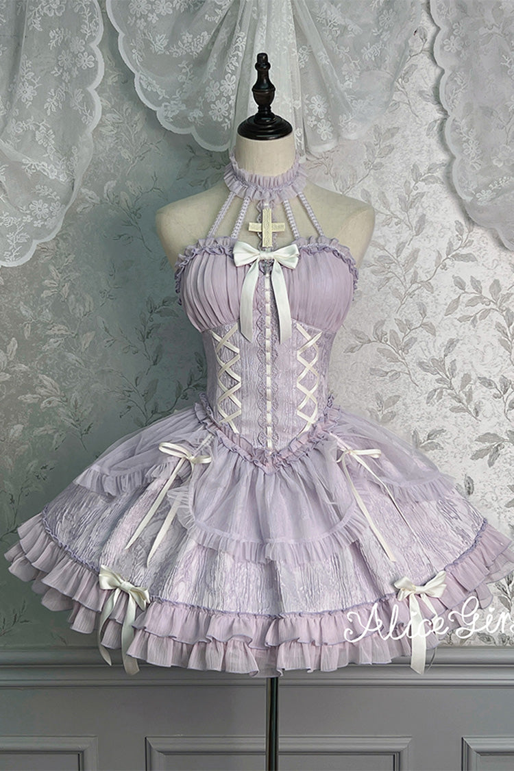 Lolita Jumper Skirt - Tube Top, Purple, Layered, Gothic Style, Bow Detail - main product image
