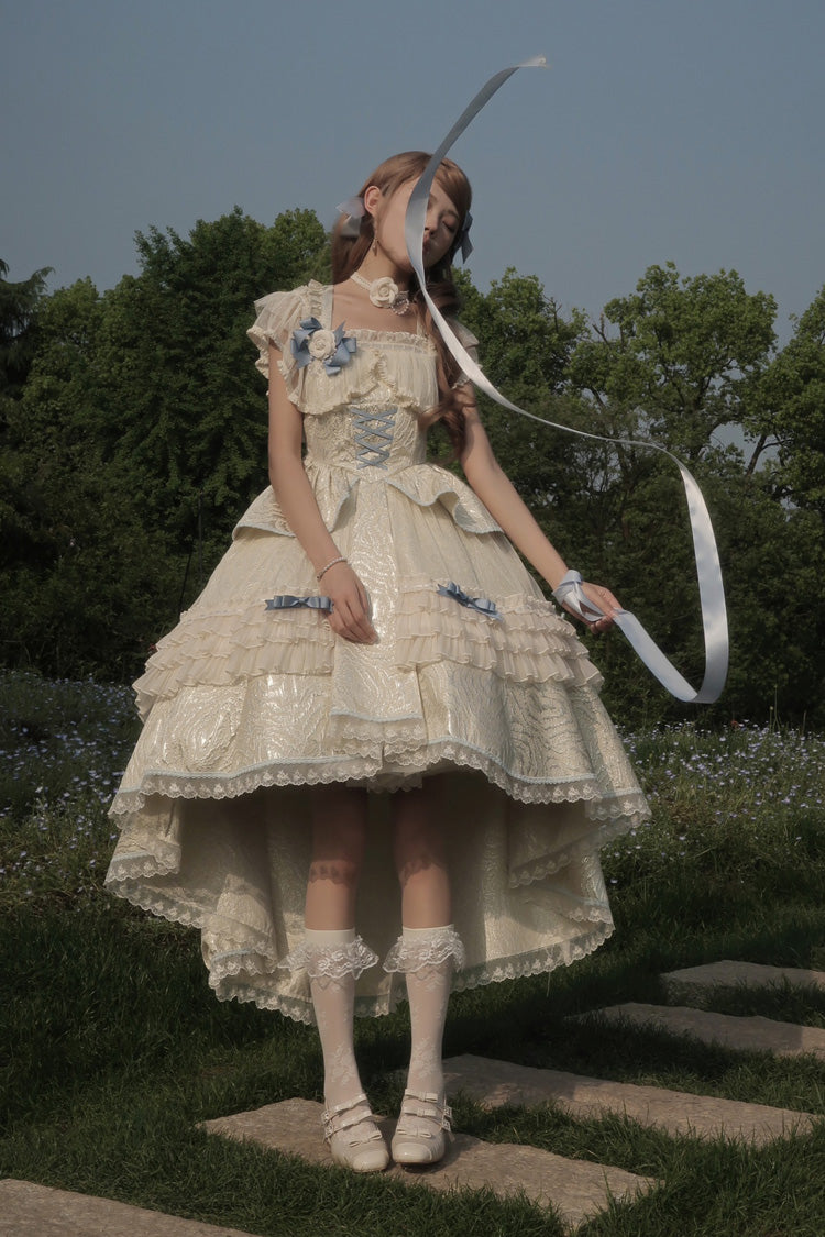 Lolita Jumper Skirt - Tycoon's Daughter, 2 Colors, Bow Detail, Ruffled, Sweet Style - additional product view 4