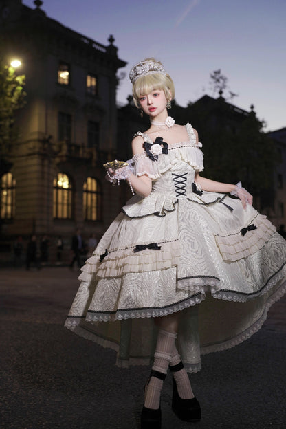 Lolita Jumper Skirt - Tycoon's Daughter, 2 Colors, Ruffled, Sweet Style, Bow Detail - additional product view 3