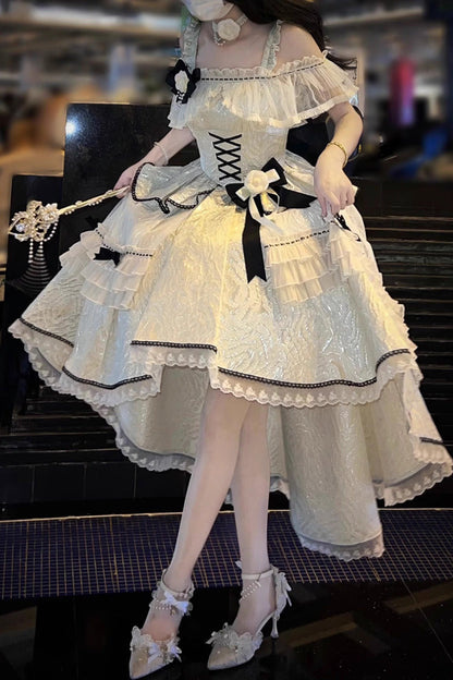 Lolita Jumper Skirt - Tycoon's Daughter, 2 Colors, Ruffled, Sweet Style, Bow Detail - additional product view 6