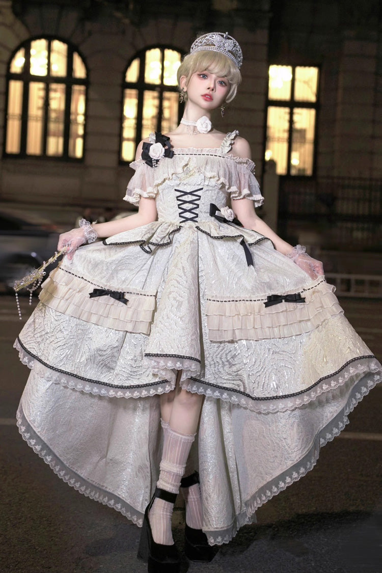 Lolita Jumper Skirt - Tycoon's Daughter, 2 Colors, Ruffled, Sweet Style, Bow Detail - main product image