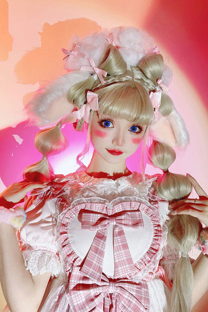 Lolita Jumper Skirt - Valentine's Day, Pink, Lace Trim, Ruffled, Printed - additional product view 2