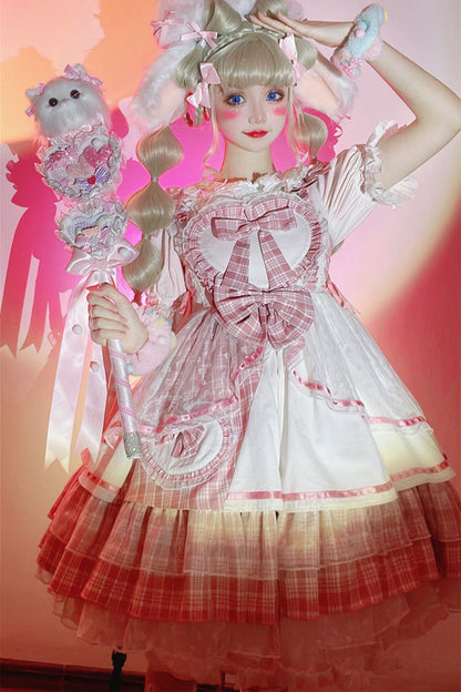 Lolita Jumper Skirt - Valentine's Day, Pink, Lace Trim, Ruffled, Printed - additional product view 3