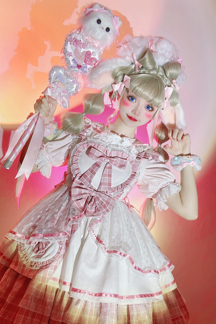 Lolita Jumper Skirt - Valentine's Day, Pink, Lace Trim, Ruffled, Printed - additional product view 4