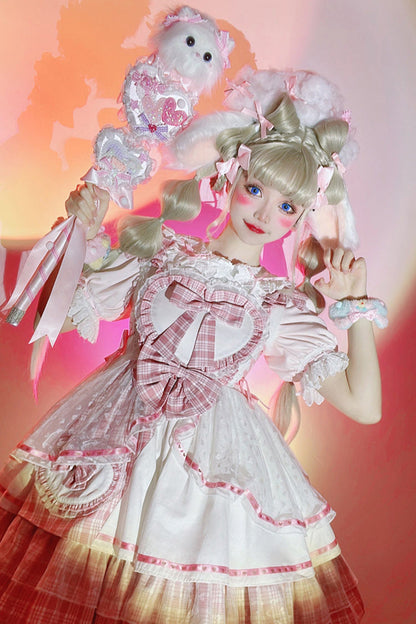 Lolita Jumper Skirt - Valentine's Day, Pink, Lace Trim, Ruffled, Printed - additional product view 4