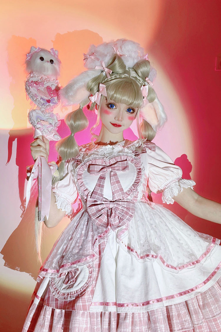 Lolita Jumper Skirt - Valentine's Day, Pink, Lace Trim, Ruffled, Printed - additional product view 5