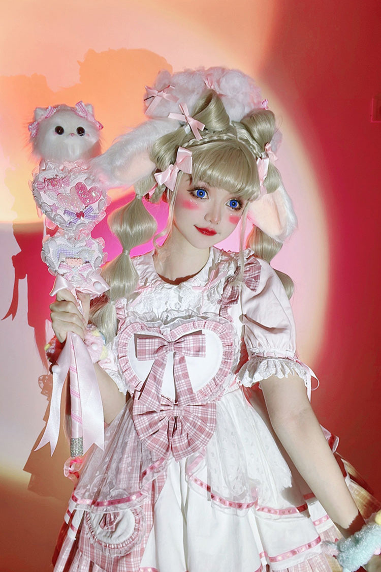 Lolita Jumper Skirt - Valentine's Day, Pink, Lace Trim, Ruffled, Printed - additional product view 6