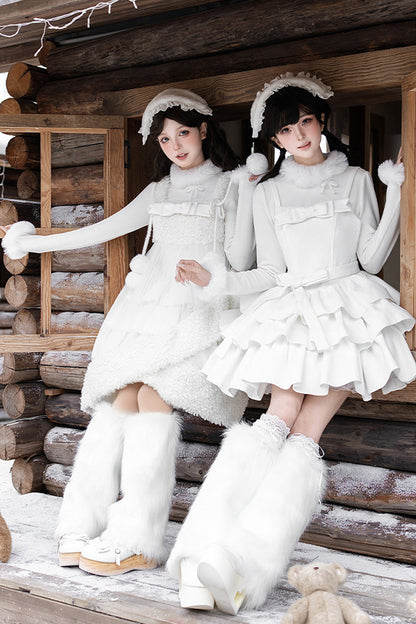 Lolita Jumper Skirt - White Chocolate, White, Bow Detail, Ruffled, Layered - additional product view 9