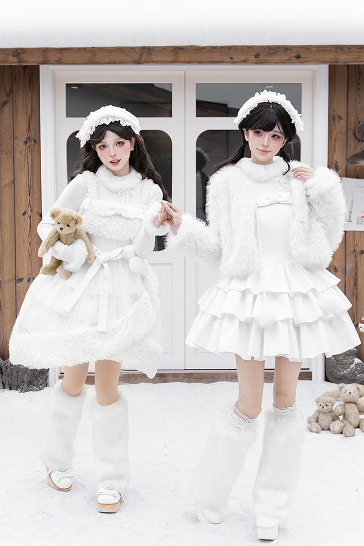Lolita Jumper Skirt - White Chocolate, White, Bow Detail, Ruffled, Layered - additional product view 11