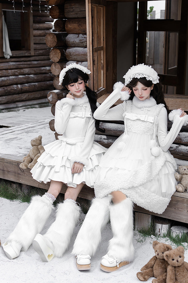 Lolita Jumper Skirt - White Chocolate, White, Bow Detail, Ruffled, Layered - additional product view 13