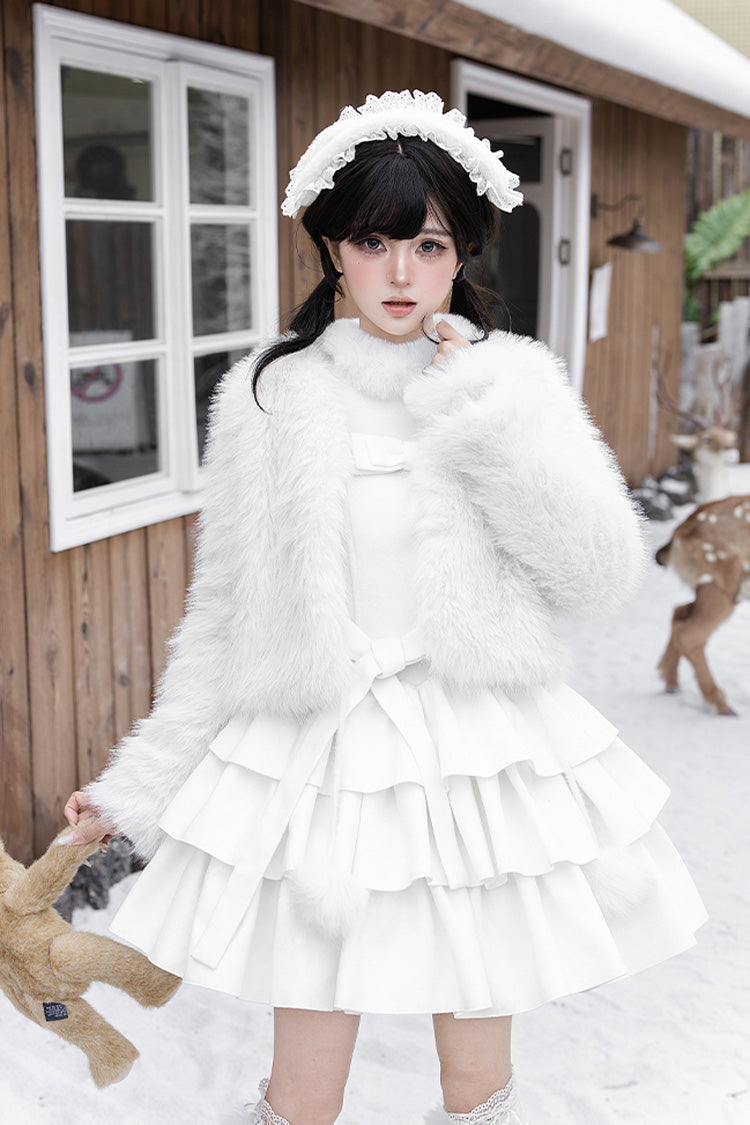 Lolita Jumper Skirt - White Chocolate, White, Bow Detail, Ruffled, Layered - additional product view 18