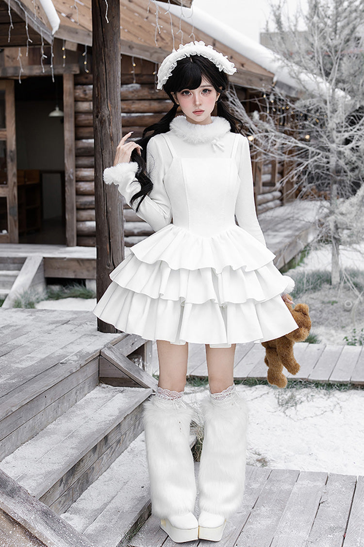 Lolita Jumper Skirt - White Chocolate, White, Bow Detail, Ruffled, Layered - additional product view 20