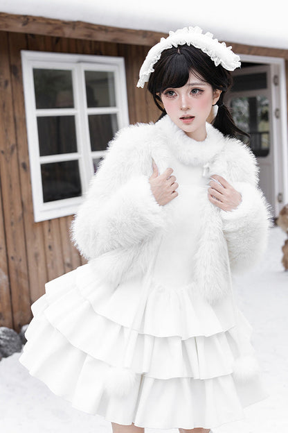 Lolita Jumper Skirt - White Chocolate, White, Bow Detail, Ruffled, Layered - additional product view 22