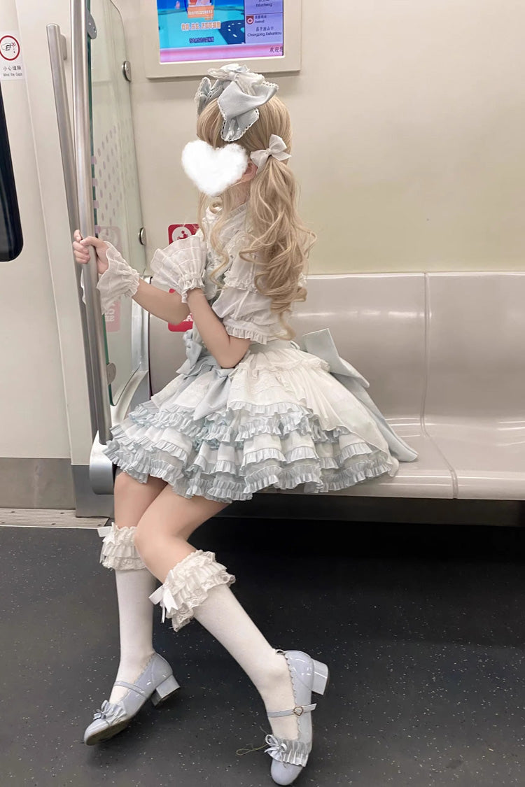 Lolita Jumper Skirt - White/light Blue Multi-layer, 2 Colors, Ruffled, Sweet Style - additional product view 5