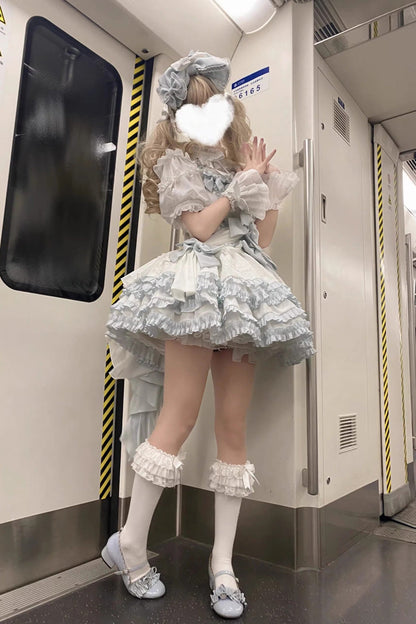 Lolita Jumper Skirt - White/light Blue Multi-layer, 2 Colors, Ruffled, Sweet Style - additional product view 6