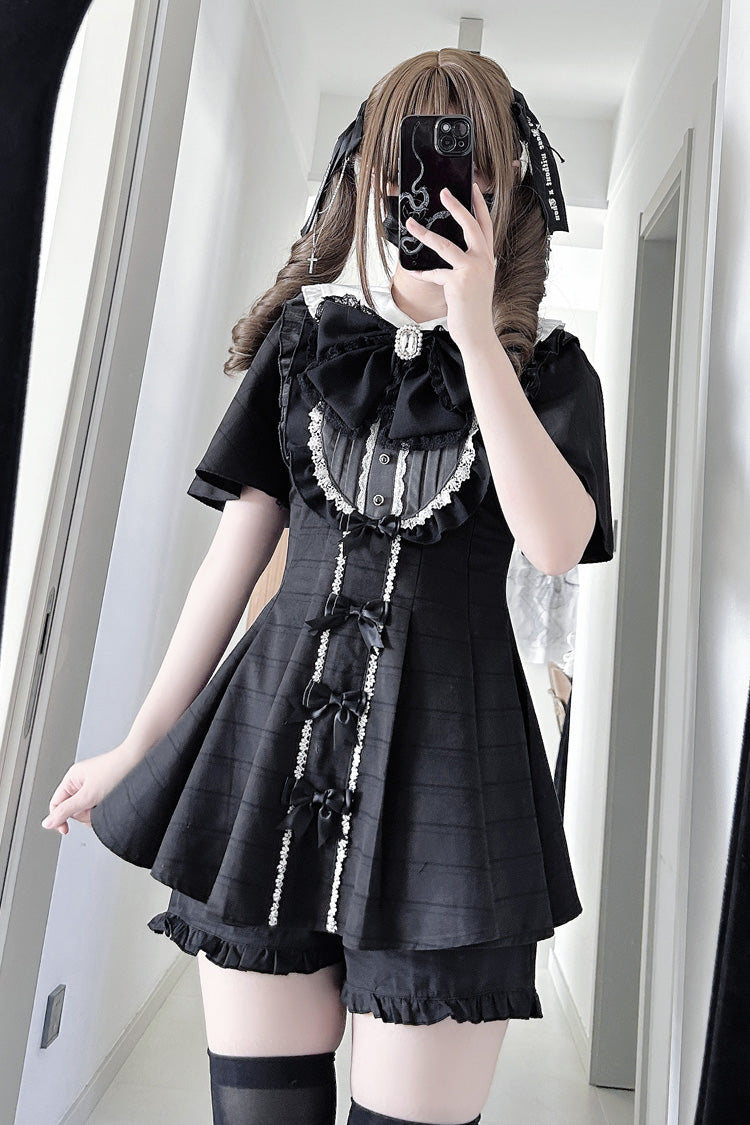 Lolita KC Headdress - Black Veil Pact, Black, Printed, Gothic Style, Bow Detail - additional product view 2