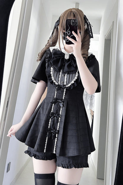Lolita KC Headdress - Black Veil Pact, Black, Printed, Gothic Style, Bow Detail - additional product view 2
