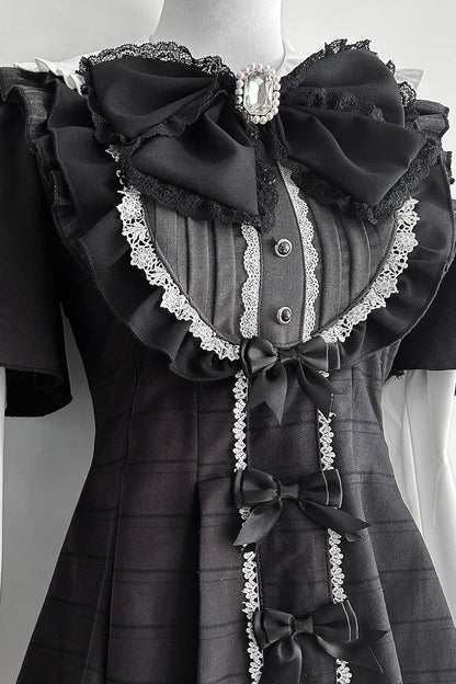 Lolita KC Headdress - Black Veil Pact, Black, Printed, Gothic Style, Bow Detail - additional product view 4