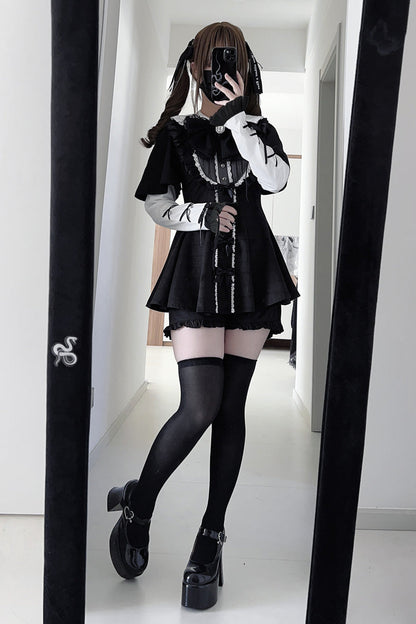 Lolita KC Headdress - Black Veil Pact, Black, Printed, Gothic Style, Bow Detail - additional product view 7