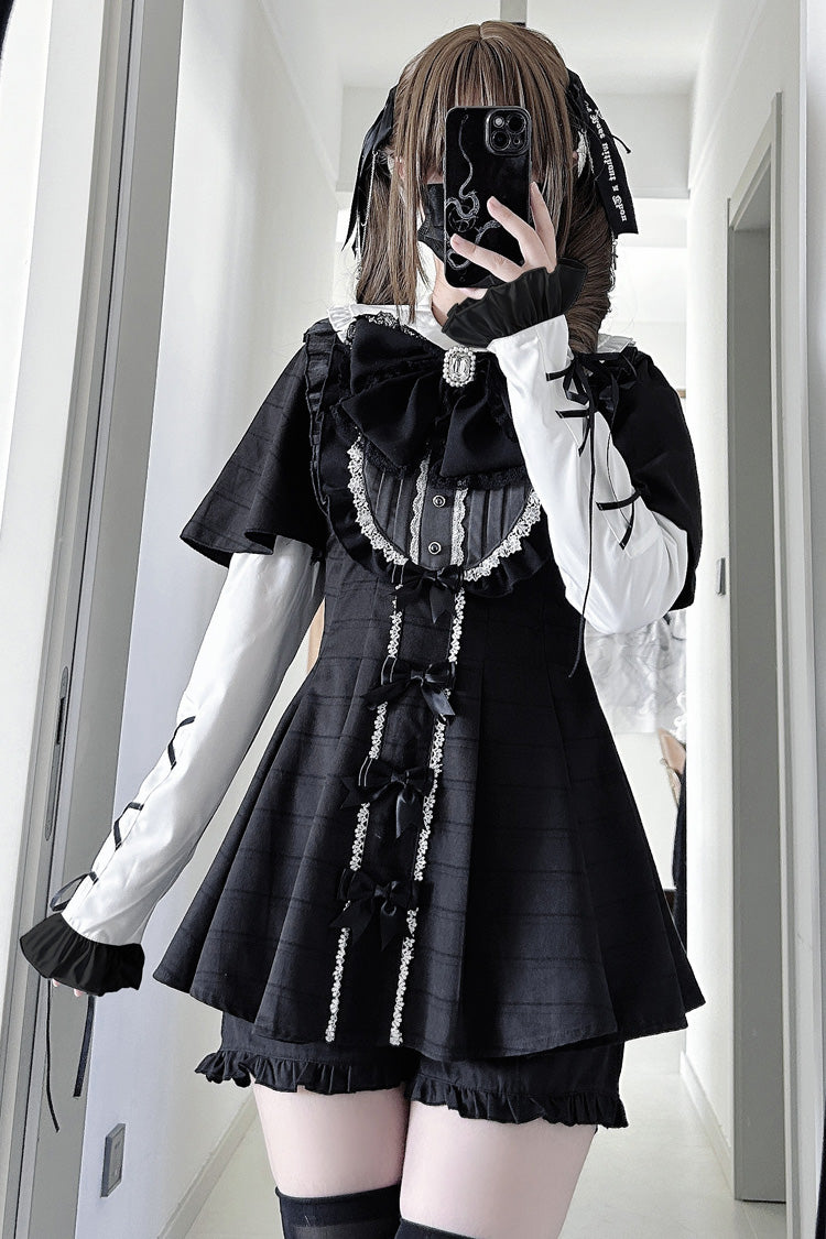 Lolita KC Headdress - Black Veil Pact, Black, Printed, Gothic Style, Bow Detail - main product image