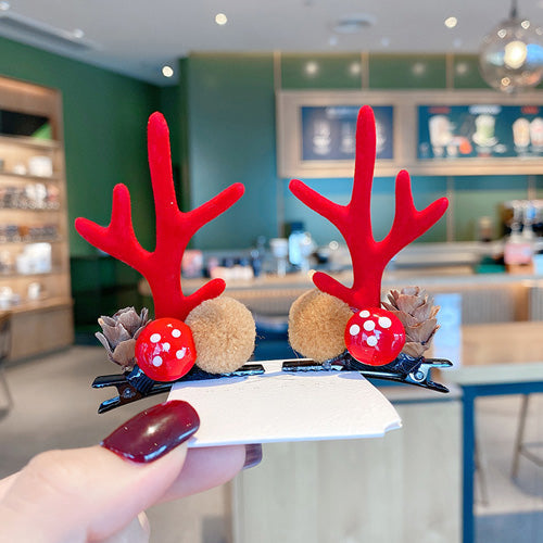 Lolita KC Headdress - Christmas Headdress Moose Horn, 2 Colors, Sweet Style - Pine Cones Red option