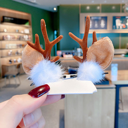 Lolita KC Headdress - Christmas Headdress Moose Horn, 2 Colors, Sweet Style - White Hairball Brown option
