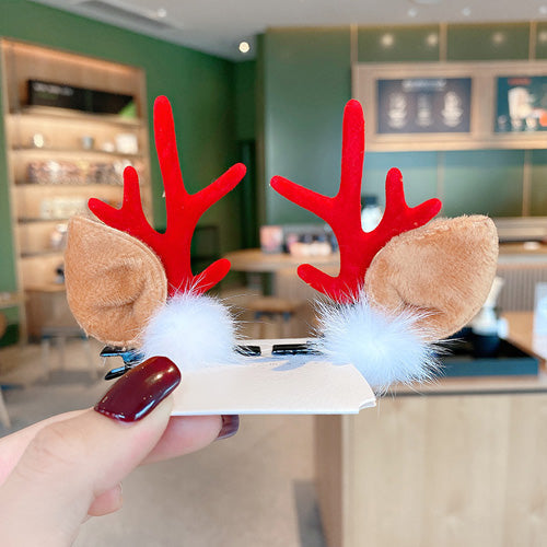 Lolita KC Headdress - Christmas Headdress Moose Horn, 2 Colors, Sweet Style - White Hairball Red option