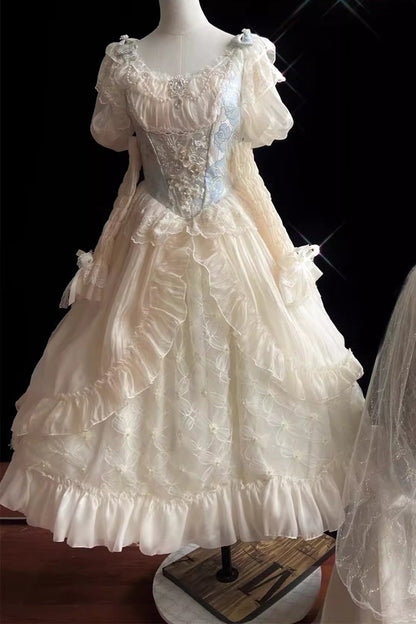 Lolita KC Headdress - Crown Coronation, Ivory, Sweet Style, Bow Detail, Lace Trim - additional product view 3