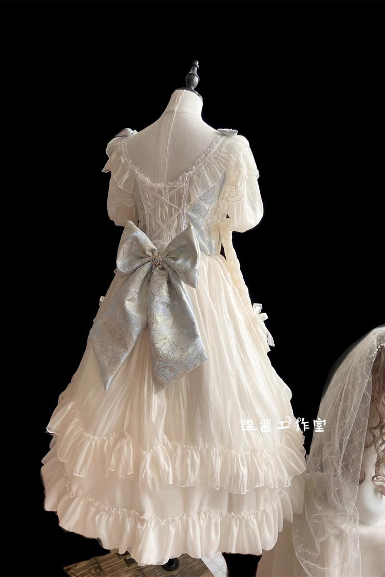 Lolita KC Headdress - Crown Coronation, Ivory, Sweet Style, Bow Detail, Lace Trim - additional product view 4