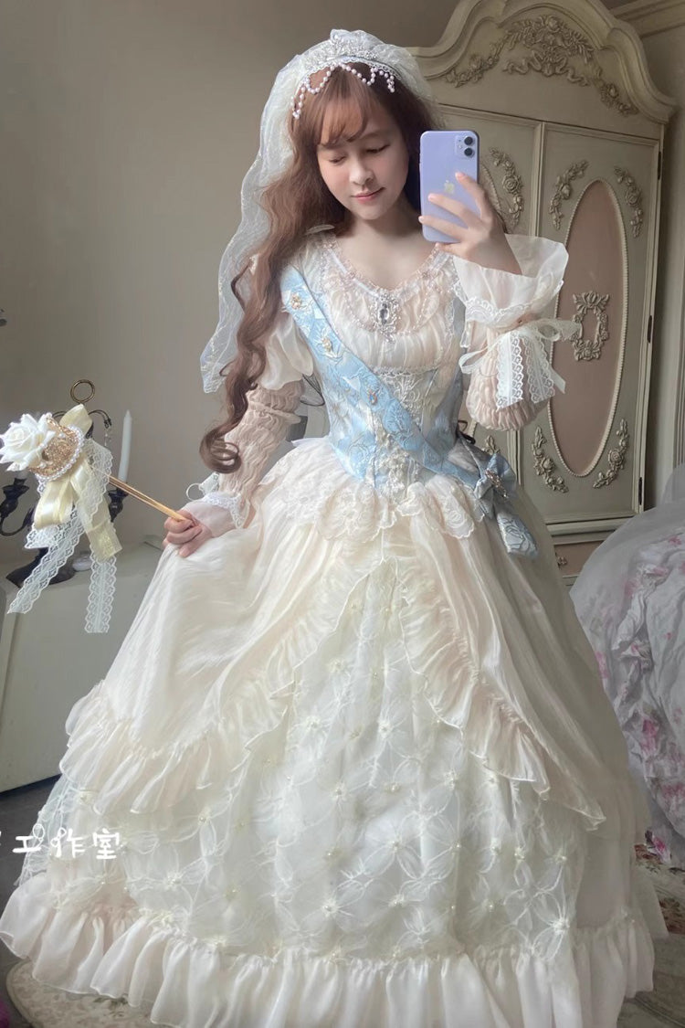Lolita KC Headdress - Crown Coronation, Ivory, Sweet Style, Bow Detail, Lace Trim - main product image