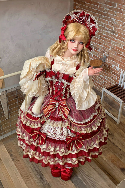 Lolita KC Headdress - Crown Of Gems, Red, Sweet Style, Bow Detail, Lace Trim - additional product view 8